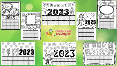 2023 Takvimi – Okul Öncesi Yeni Yıl Takvim Sayfaları