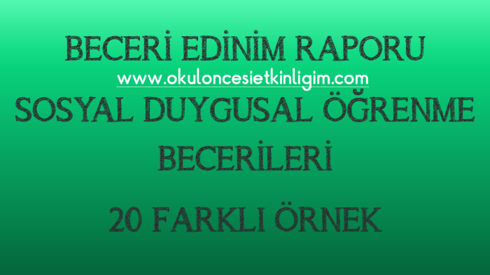Beceri Edinim Raporu – Sosyal Duygusal Öğrenme  Becerileri – 20 Farklı Örnek