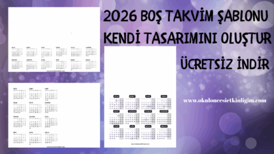 2026 YILLIK TAKVİM – Kendi Tasarımını Oluşturmak İsteyenler İçin Boş Takvim Sayfaları